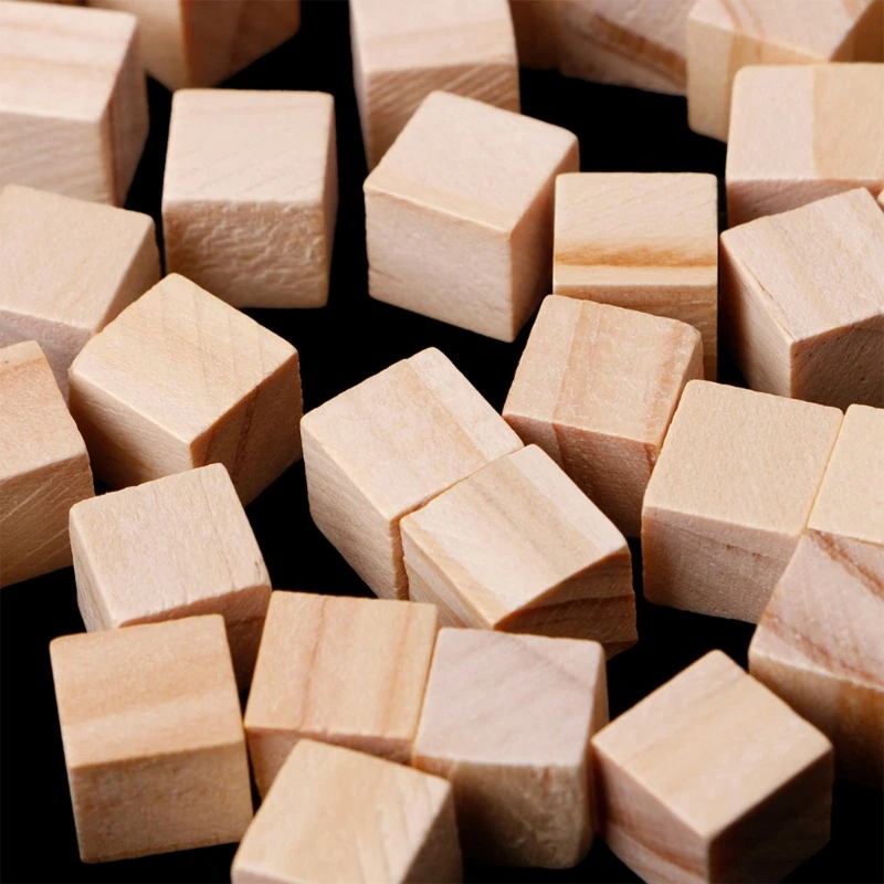 10/25/25mm Wooden Square Blocks Mini Cubes Embellishment for Woodwork Craft DIY DropShip