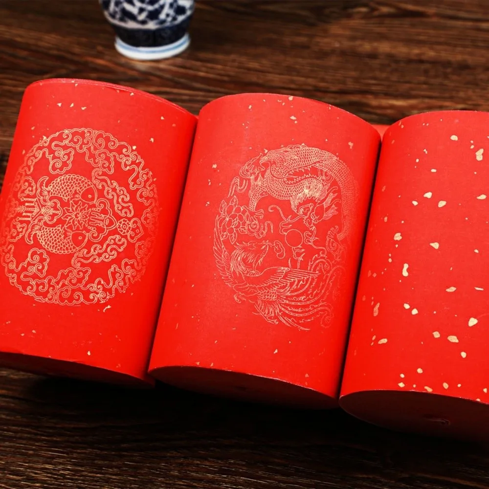

20m Blamk Wannianhong Couplet Long Roll Red Gold-painted Couplet Paper Ink Writing Thicken Brush Calligraphy Paper Wedding