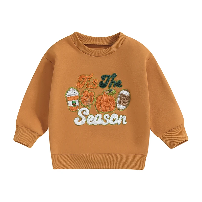 Kids Girls Sweatshirt, Long Sleeve Crew Neck Embroidery Letters Pullover Hoodie Halloween Clothes