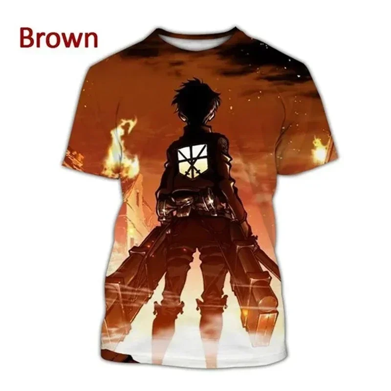 

2025 Men Women Pop Anime T Shirt Casual Harajuku Short Sleeve Y2k Clothing New Manga Attack on Titan 3D Printed T-Shirts