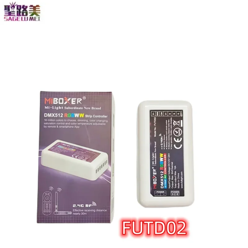 Transmissor LED sem fio MiBoxer, controlador de faixa, RGB + CCT, FUTD01, DMX 512, FUTD02, DMX512, DC12V-24V, 2.4G, RGB + CCT