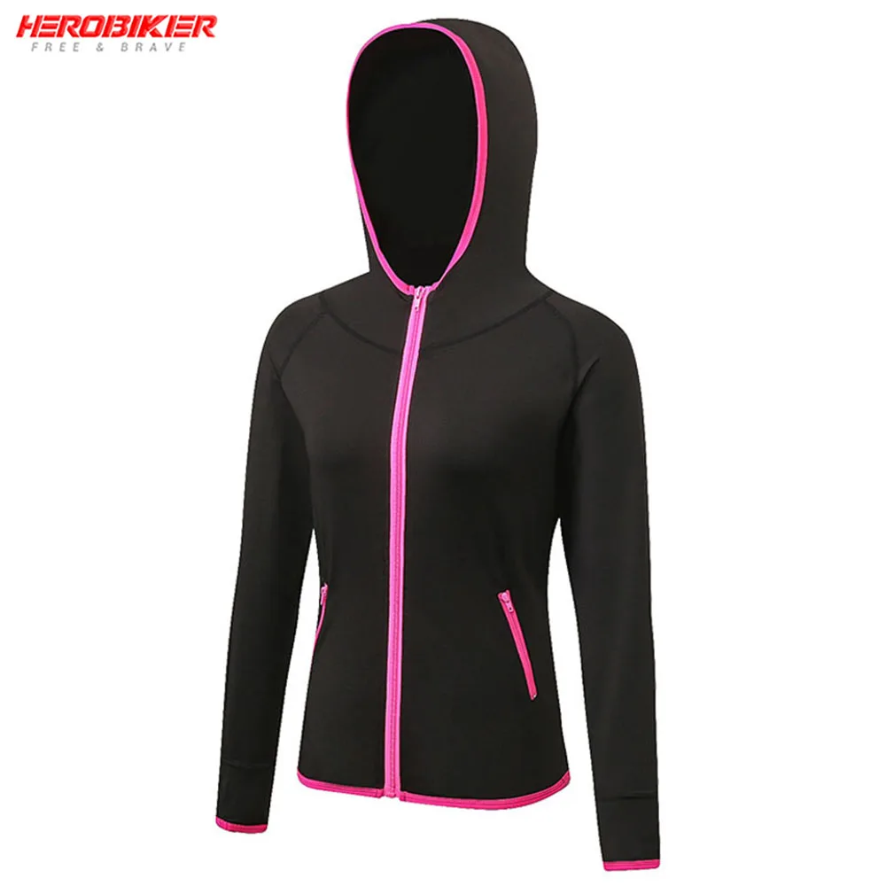 HEROBIKER Motorcycle Thermal Underwear Women Winter Warm Base Layers Jacket Running Long-sleeved Zipper Snowmobile Sweat Hoodies