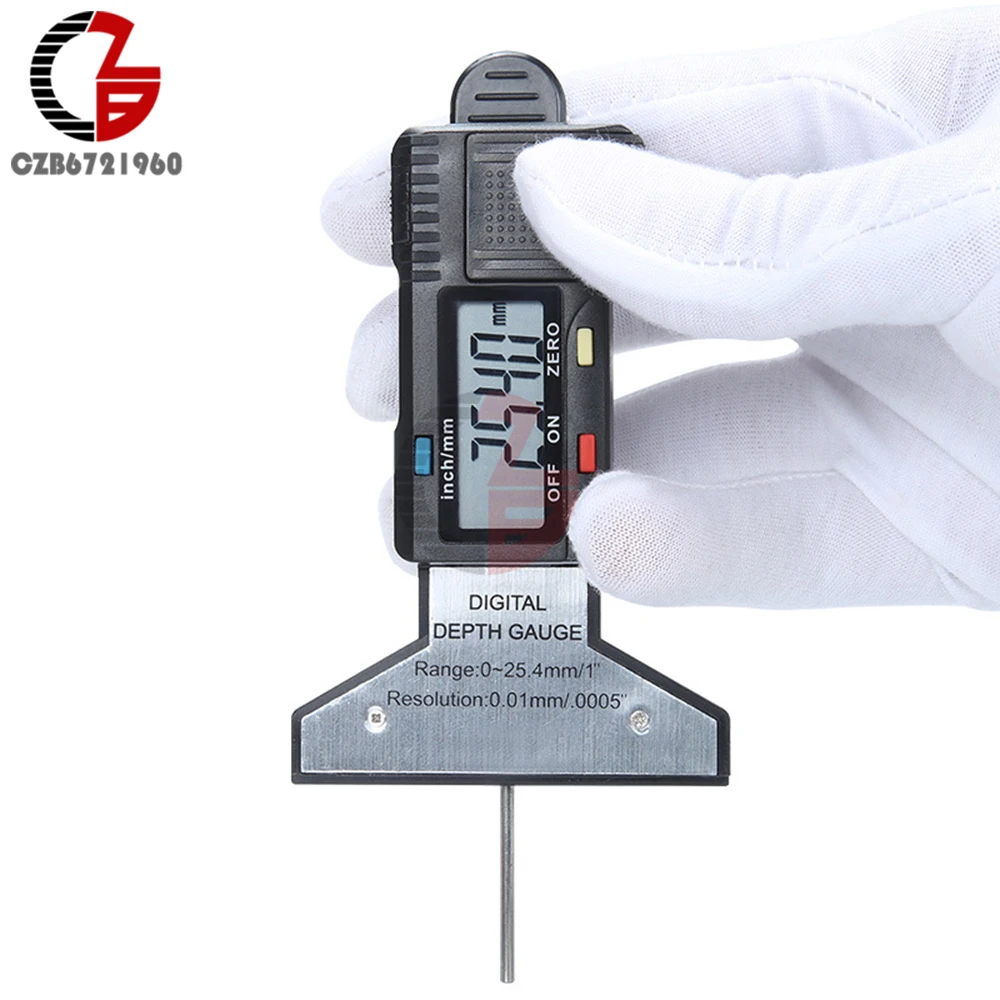 Electronic Digital Depth Gauge Snap Depth Inch Metric Fractions Tire Tread Gage Digital Altimeter Micrometer Car Ruler 0-25mm