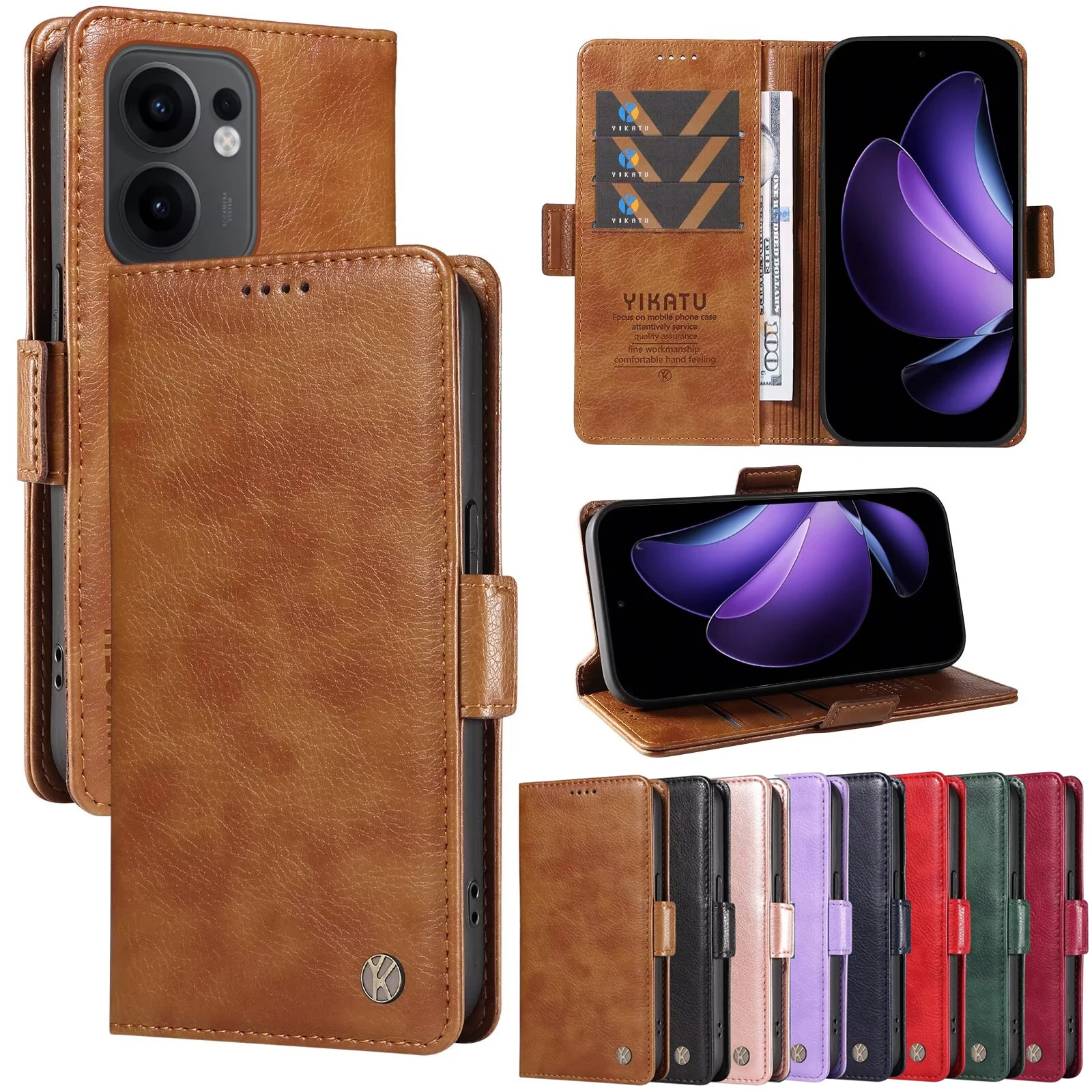 

Wallet Leather Case For OPPO Reamle C75 C67 C65 C63 C35 C31 C30 C25 C21 C15 C12 P1 Pro 5G N63 70 4G GT 6T 6 9i 9 8i 8 60 Plus