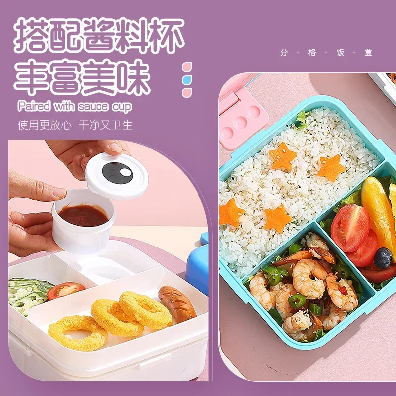 

Bento Box Kids Preschool Kindergarten Cartoon Plastic Sealing Lunchbox Snack Box Fruit Biscuit School Lonchera Picnic Tiffin