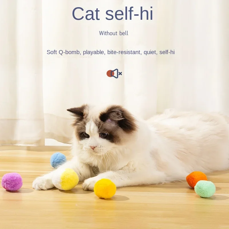 12PCS Stretch Plüsch Katze Spielzeug Bälle 3CM 5CM Bouncy Bunte Stille Interaktive Pet Training Spielzeug für Kätzchen
