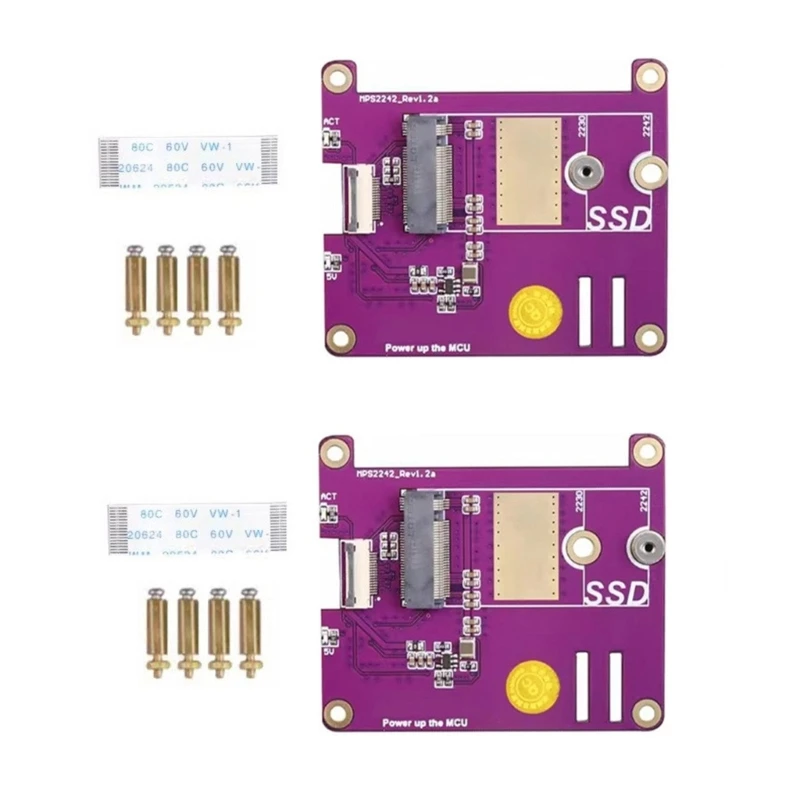 

Для RPi 5 PCIe — M.2 NVMe SSD Поддержка 2242 2230 PCIE M.2 NVME 2230 2242 SSD HAT