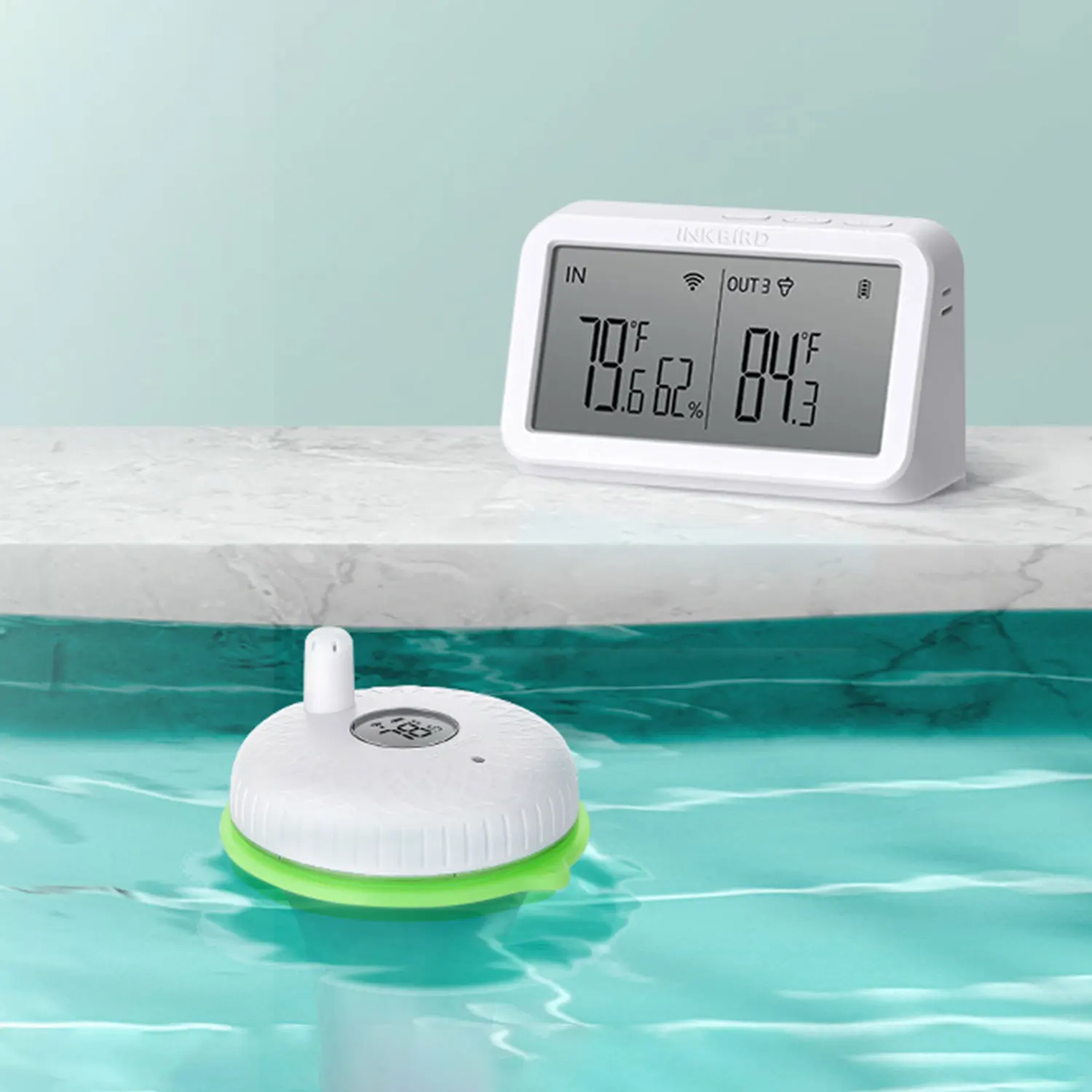 

INKBIRD Pool Thermometer with WiFi Gateway Indoor Outdoor Pool Thermometer Set Digital Temperature Monitor for Swimming Pools
