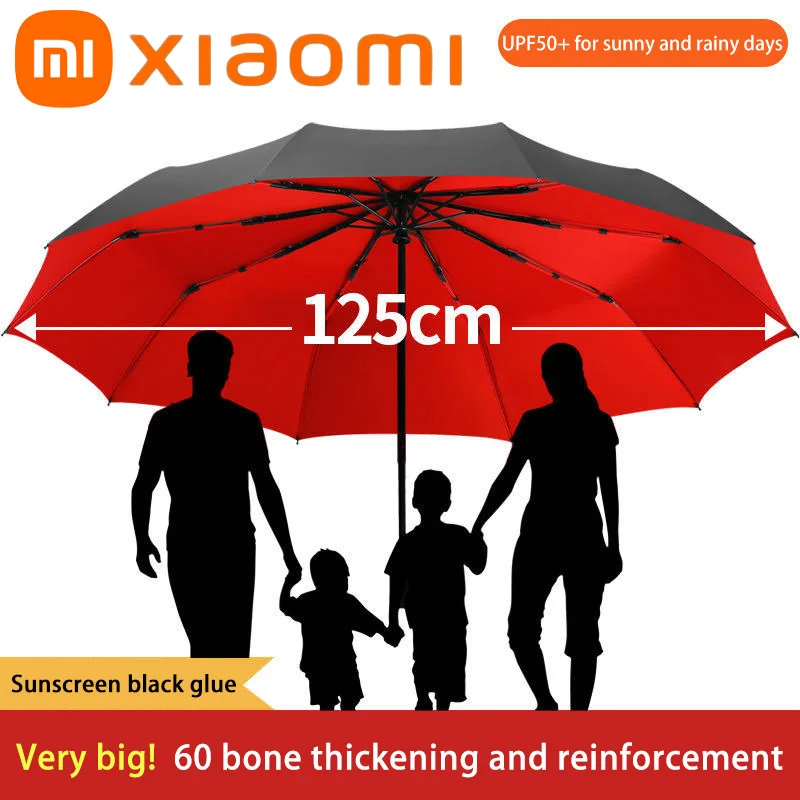 

Полностью автоматический складной зонт Xiaomi, 30-костный очень большой усиленный зонт от дождя, защита от солнца и ультрафиолета, большой зонт от дождя
