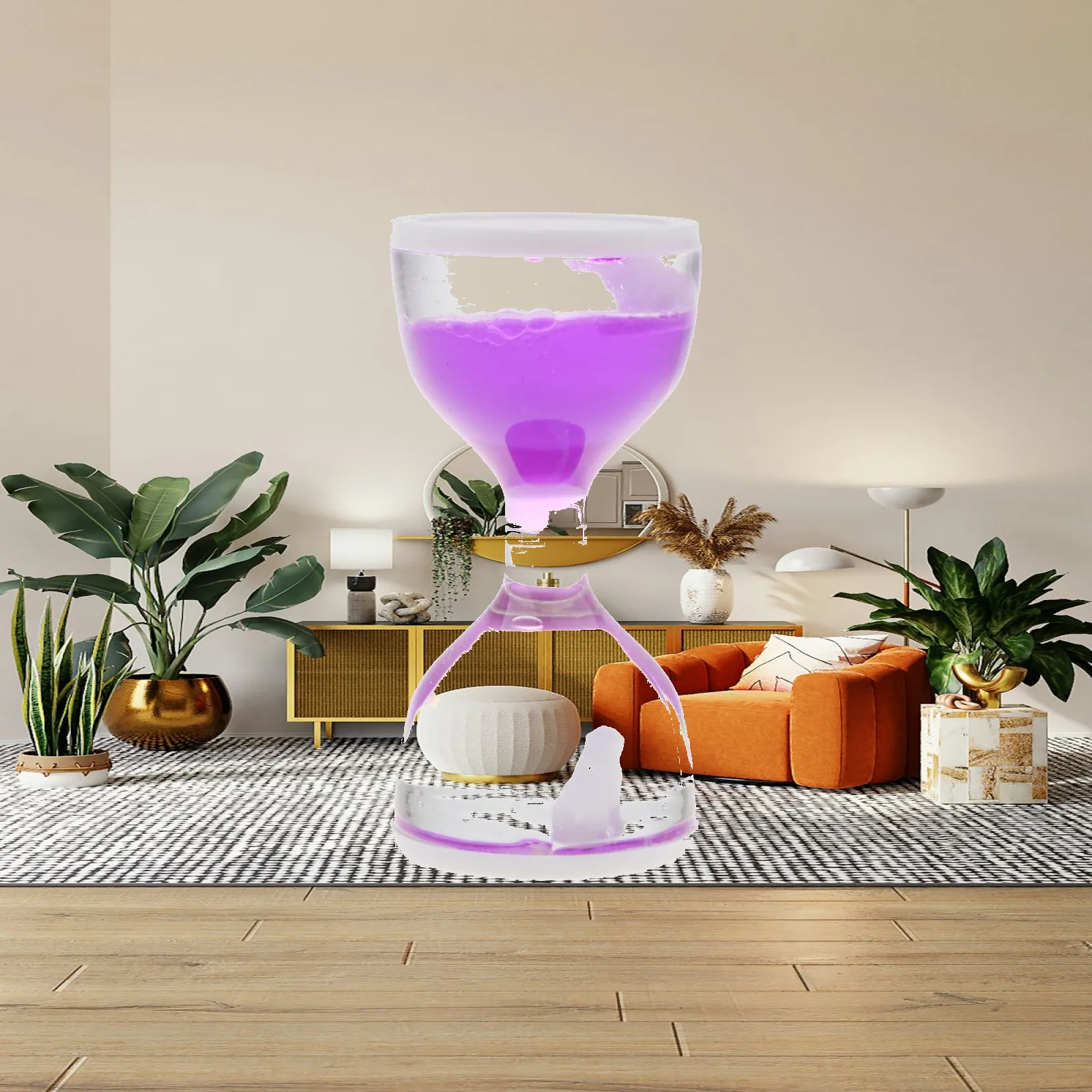 Bubble Drop Motion Hourglass Glass Sensory Liquid Oil Timer Relaxing Desk Ornament for Home Office