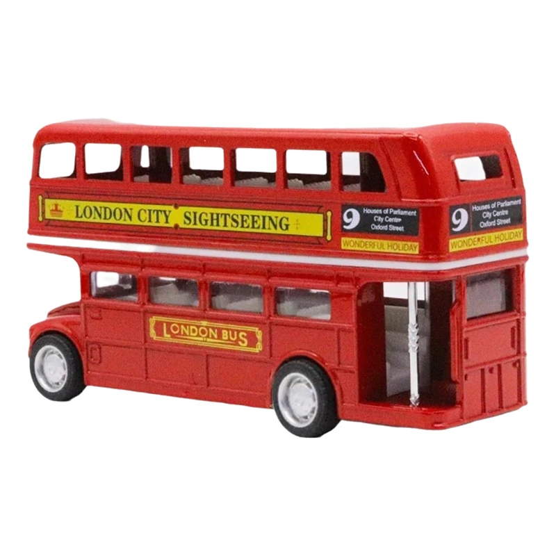 Britischer Vintage-Doppeldeckerbus aus Metall, 1 Stück, zurückziehbares Simulationsspielzeugauto 1:64, antikes Druckguss-Modellspielzeug für Kinder