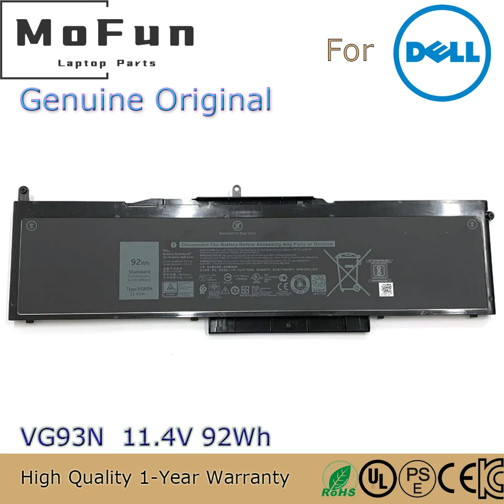 

Brand New Original VG93N 11.4V 92Wh Laptop Battery for Dell Precision 15 3520 3530 Latitude 15 5580 5590 5591 E5580 Series