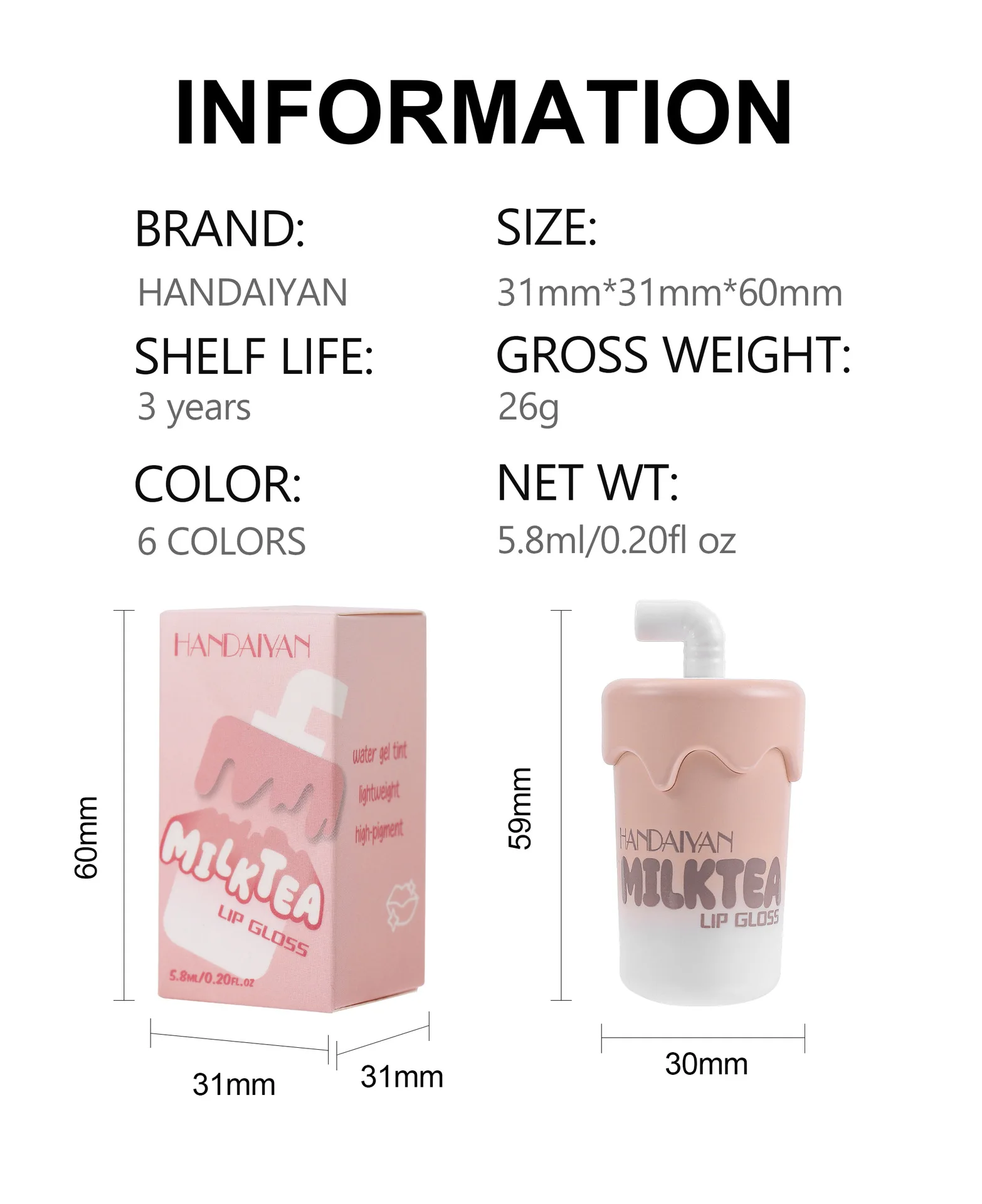 Lip Glaze 6 colori Matte Nutriente Idratante Labbra e Guance Argilla per labbra antiaderente