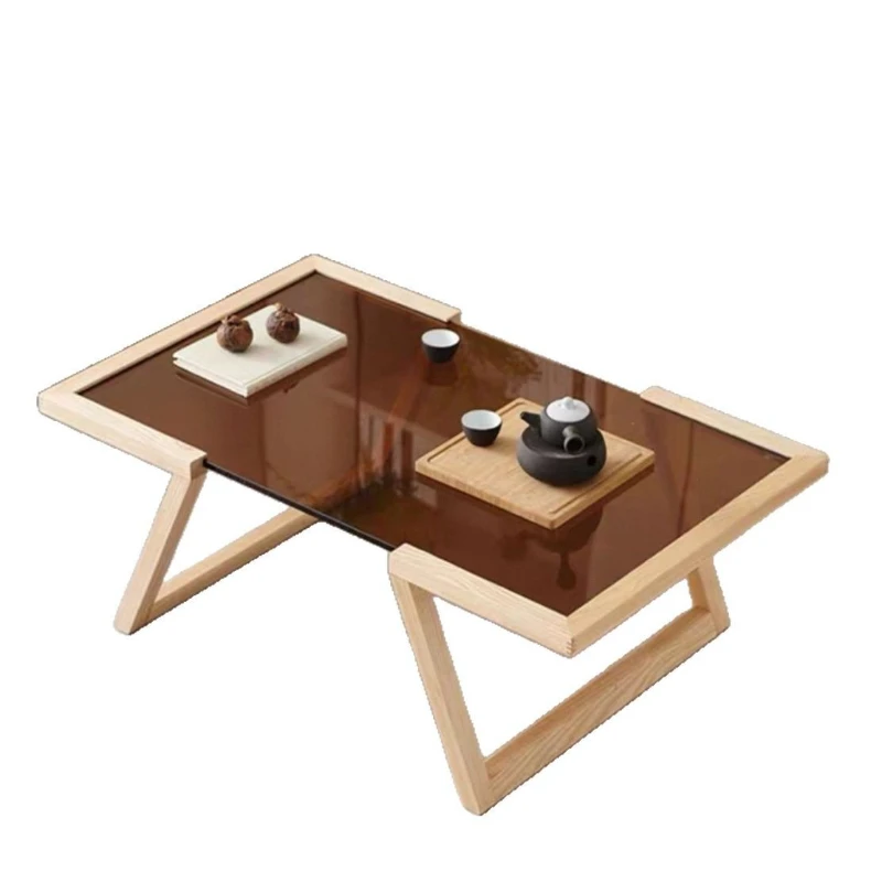 

Modern art Chinese transparent tempered glass small apartment living room coffee table