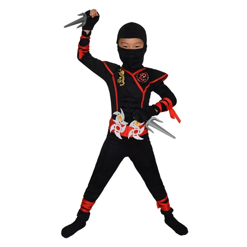 Costume de Ninja pour garçons et filles, Muscle Chest Power, Cosplay, Robe de Barrage de ix, Poignard, Couteau, Fléchettes, Carnaval, Sans-abri