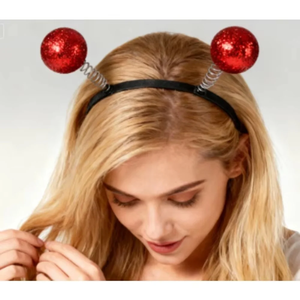 عصابة رأس PESENAR "Alien - ذات طابع كروي أحمر لامع: نمط هوائي Fun Sci - Fi، مثالية للحفلات التنكرية الغريبة أو مظهر الحفلات تحت عنوان."