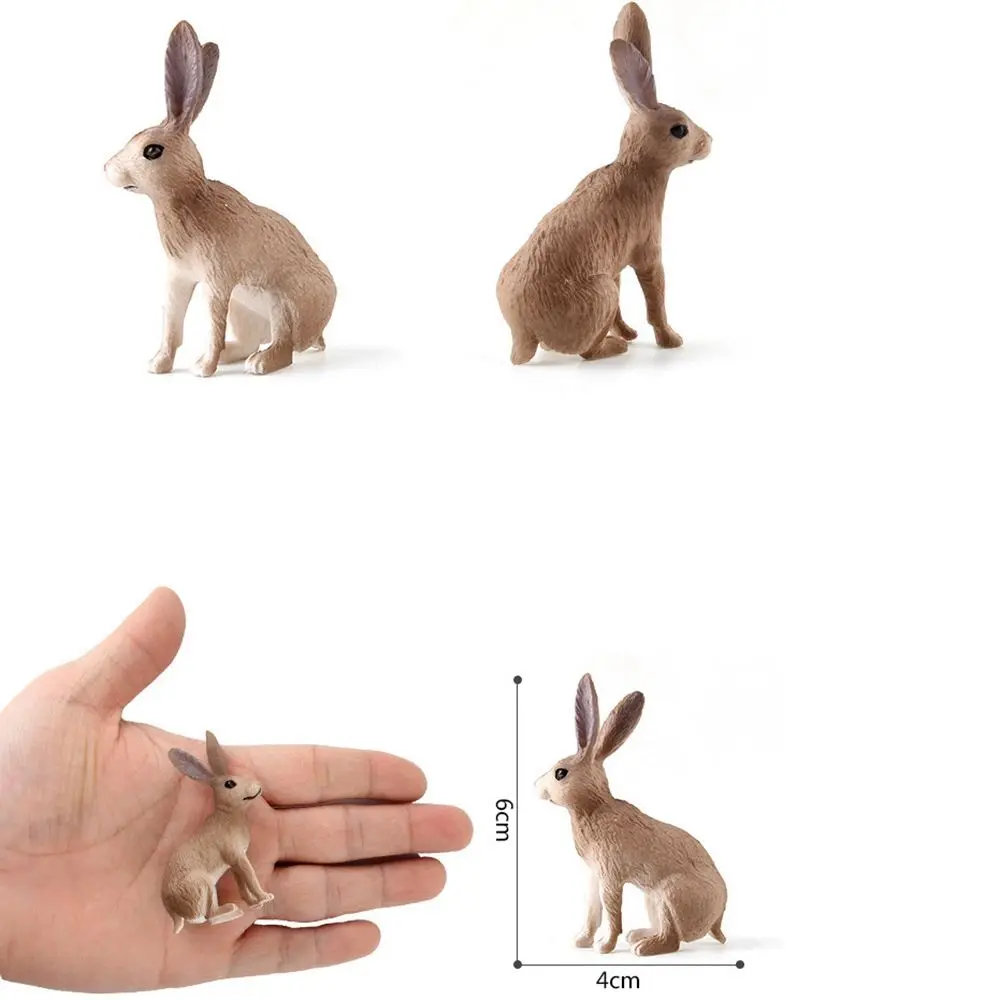 Figure Mini Desktop Ornaments Kids Gift for Children Simulation Rabbit Educational Toys Home Decor Animal Figurine Rabbit Model