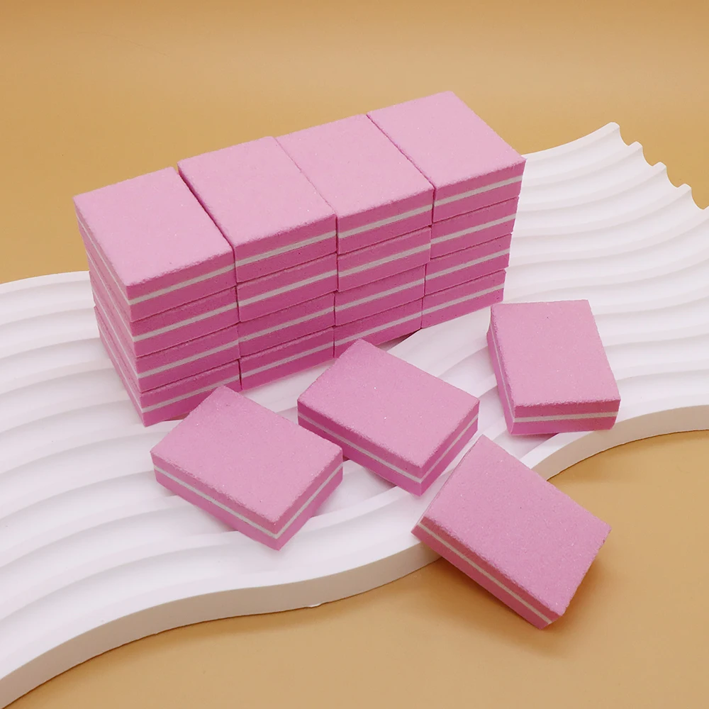 

10/50PCS Double-sided Mini Nail Files Block For Manicure Pink Sponge Sanding Nails Polishing Files Buffer Nails Accessories Tool