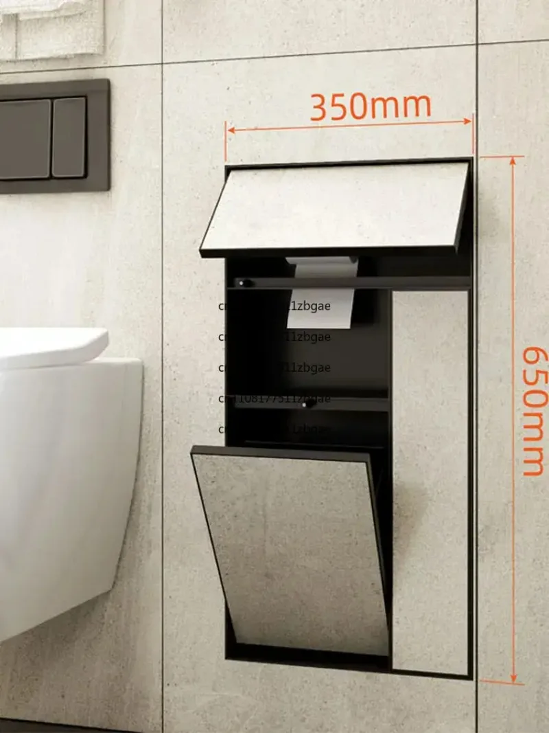 Toilet Metal Embedded Tissue Box Toilet Embedded Trash Can 304 Stainless Steel Hidden