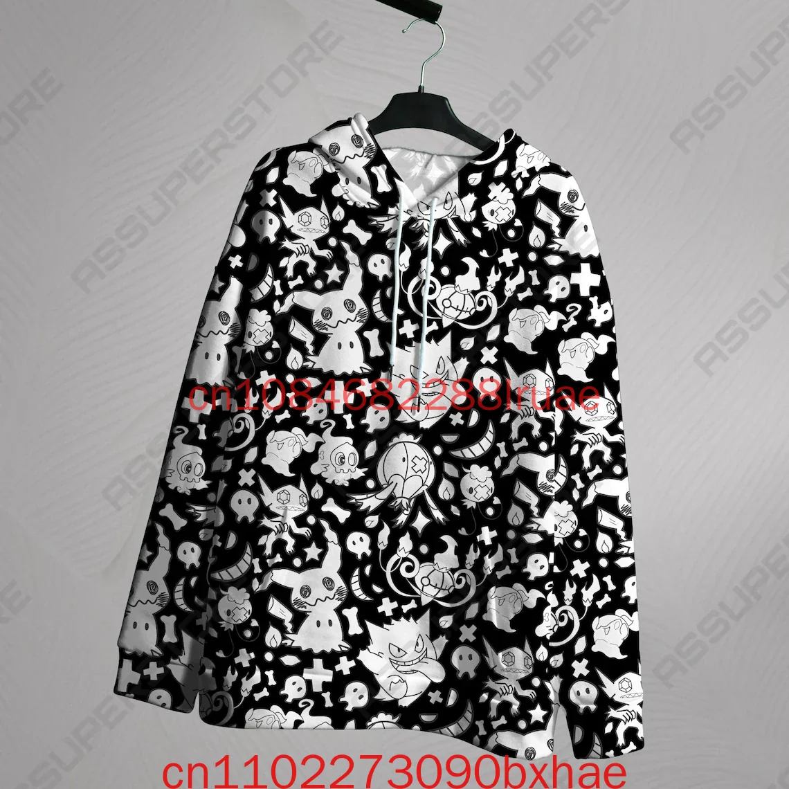 2026-新しいポケモンミミパーカーシャツゴースト面白いパーカーカップルユニセックスパーカーシャツギフト