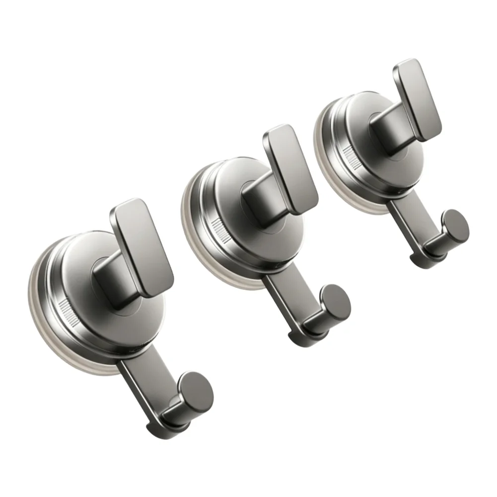 Suction Cup Hook 3 Pack for Bathroom for Kitchen No Drilling Required Strong Load Bearing ABS Hooks for Towels Hats