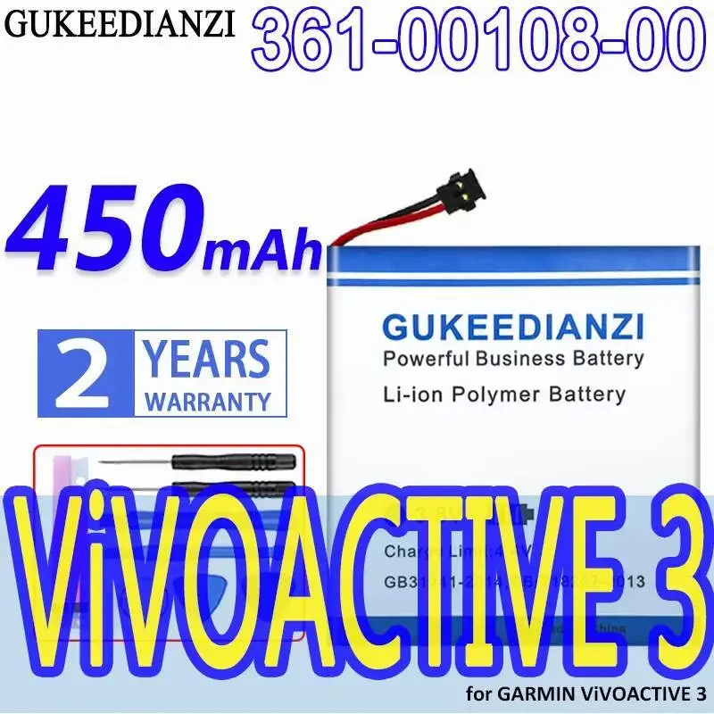 

Для Garmin Vivoactive 3, аккумулятор для часов, надежный источник питания, 450 мАч, 361-00108-00, замена премиум-класса