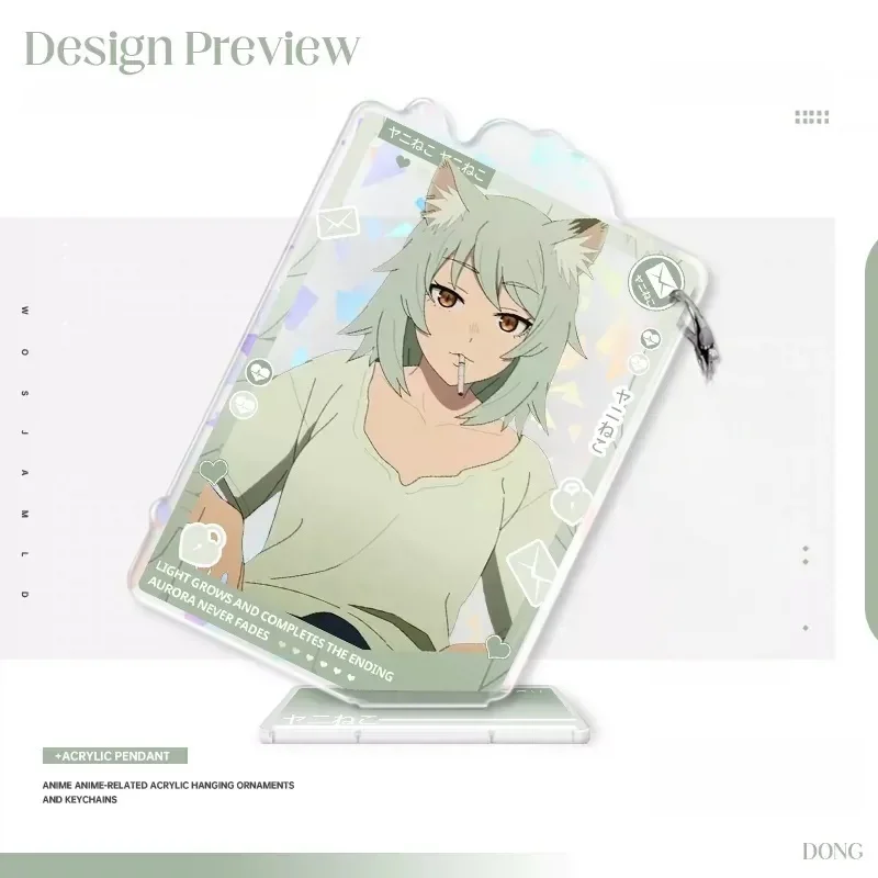 Anime Chainsmoker Cat Yani Neko Manga 10cm Acrylic Figure Stand Model Keychain 'Yanineko' Fans Gifts Collection Home Decoration