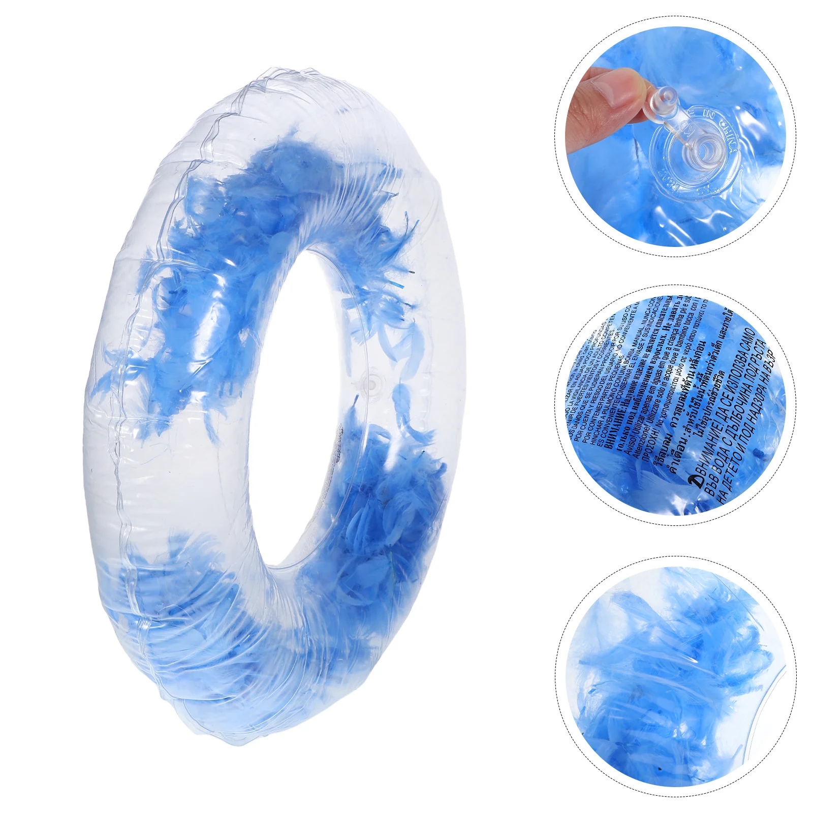 

Thickened PVC Inflatable Swim Ring Transparent Float Water Relax Swimming Pool Accessory Cool Summer Swim Supplies 60cm
