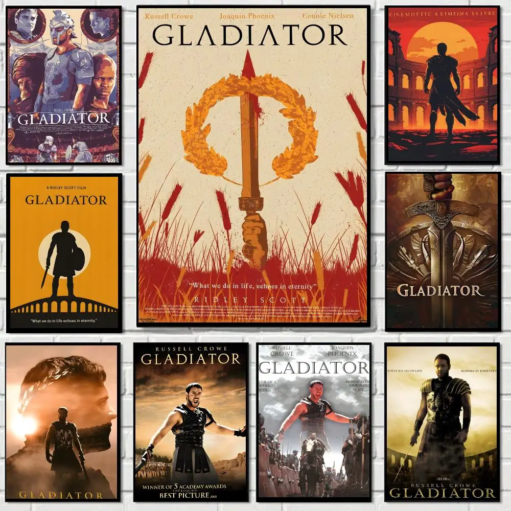 Gladiator movie wall art Poster Self-adhesive Advanced Aesthetic Printing Paper Wall Art for Living Room Home Decor