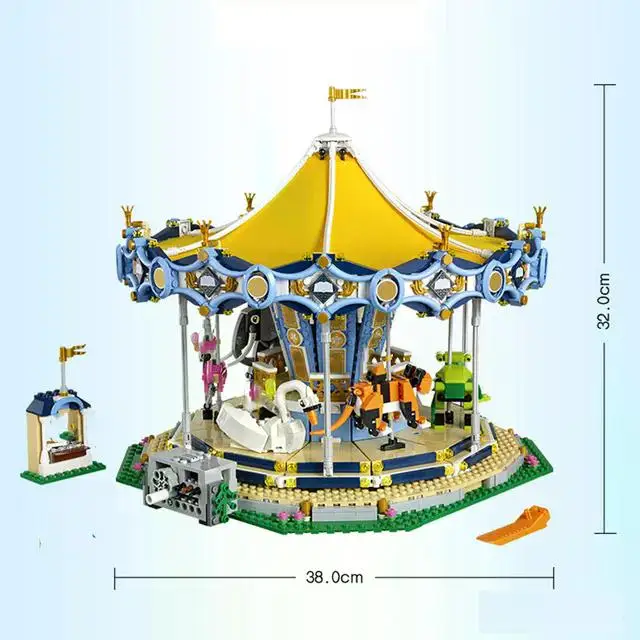 NONE Mit Licht Kinder Grand Carousel MOC Display Bausteine Ziegel Kinder Geburtstag Weihnachten Geschenk Spielzeug Kompatibel 15036 10257 3