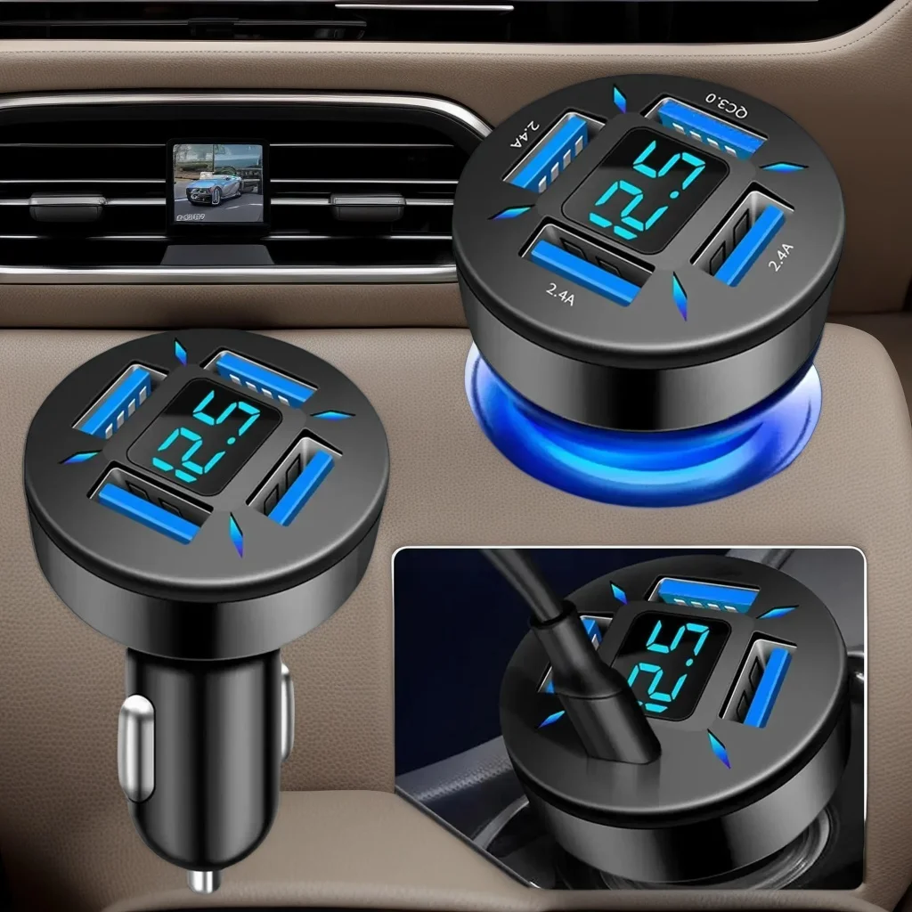 ​​4-Port USB A/C Quick Car Charger - 66W High-Speed Charging Adapter for Compatible Smartphones​​