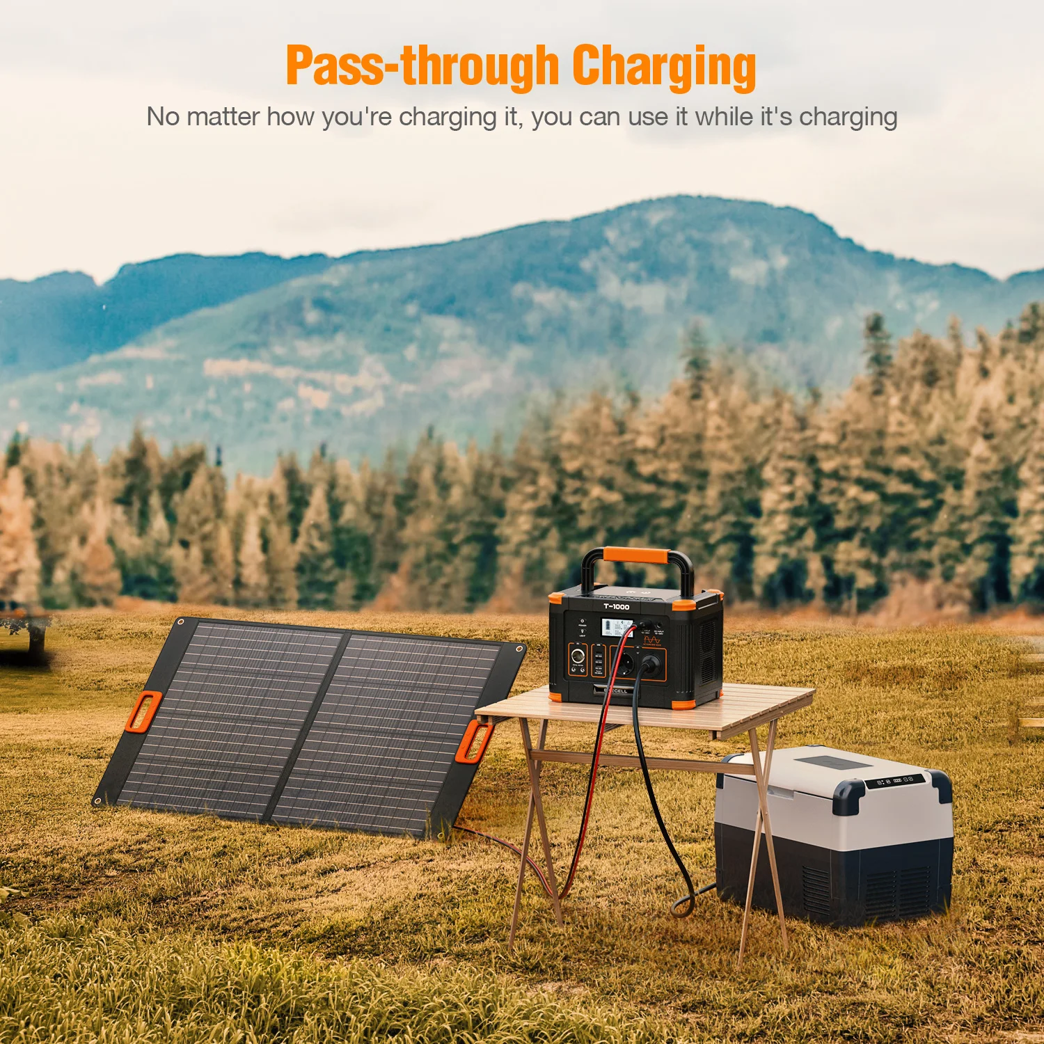 Solar Input 1000W Pure Sine Wave AC Outlet Solar Generator Portable Power Station For Emergency Outdoor Camping Hunting