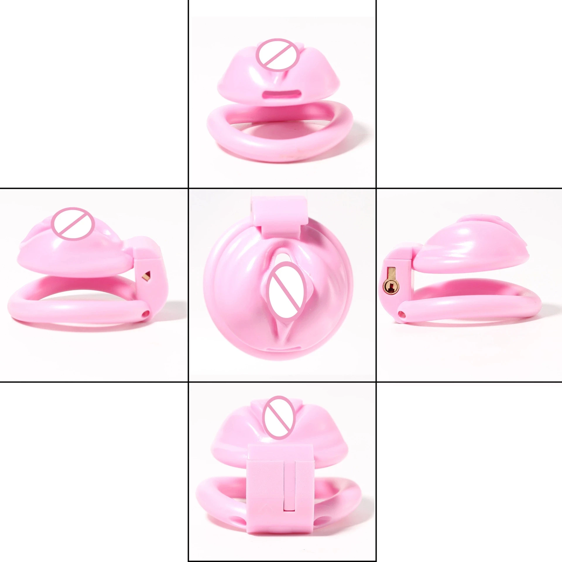 2023 New Male Sissy Pink Pussy Chastity Device & 4 Sizes Penis Rings,Small Cock Cage,Erotic BDSM Bondage Sextoys For Man Gay 18+