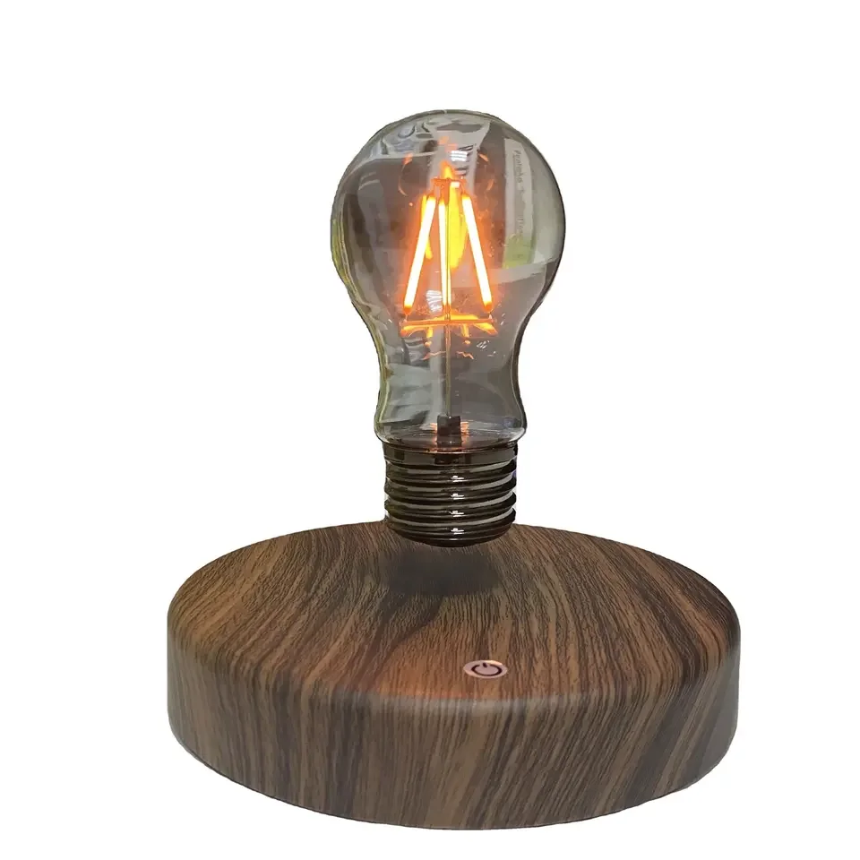 Lampe LED flottante avec base en bois, veilleuse magnétique, ampoule de bureau, lampe de table