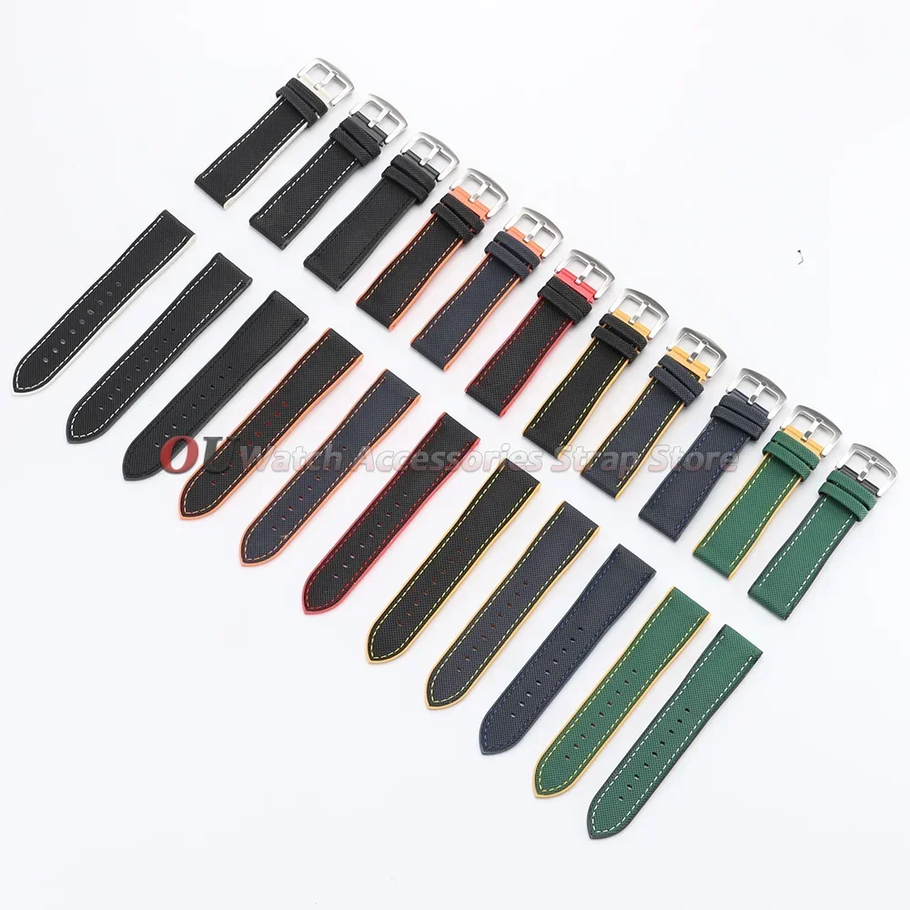 18mm 19mm 20mm 21mm 22mm 24mm Nylon-Segeltuch-Gummi-Hybrid-Uhrenarmbänder Ersatz-Uhrenarmband Silikon Wasserdichte Herrenarmbänder – Detail 9