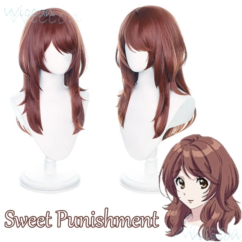 Anime Saotome Hina Cosplay Sweet Punishment Pet Long Lovely Red Dark Brown Wig Party Playing Hot Sale Hair for Women