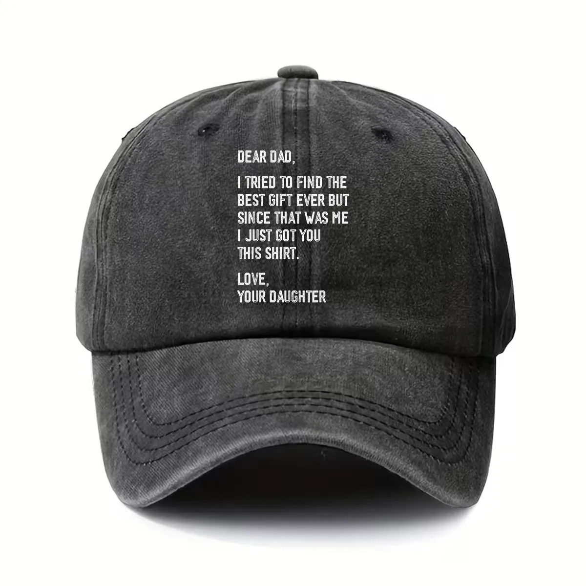 1 Piece Vintage-Style Baseball Cap, Suitable as a Father's Day Gift, Adjustable Unisex Dad Hat with a Message from Daughter, Washed and Distressed Hat, Round Top Panel, Suitable for Casual Wear on Birthdays and Teacher's Day Gifts