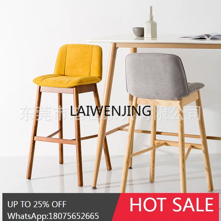 

solid wood tall soft bag simple photo fashion bar stool milk tea shop casual bar stool