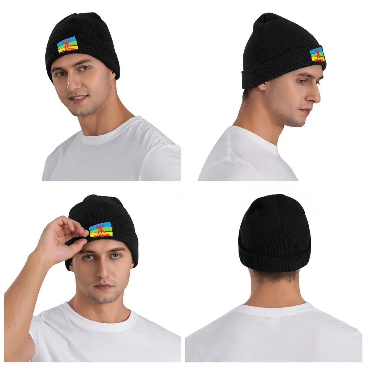 Berber Kabyle Berbers Amazigh Flagge Warme Strickmütze Mode Motorhaube Hut Herbst Winter Outdoor Beanies Hüte für Unisex Erwachsene