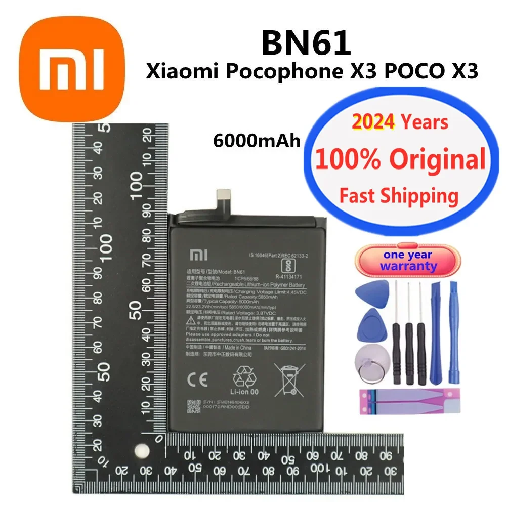 2024 Years 100% Original Battery For Xiaomi Poco X3 Pocophone X3 PocoX3 BN61 Phone Battery Bateria Fast Shipping + Tools