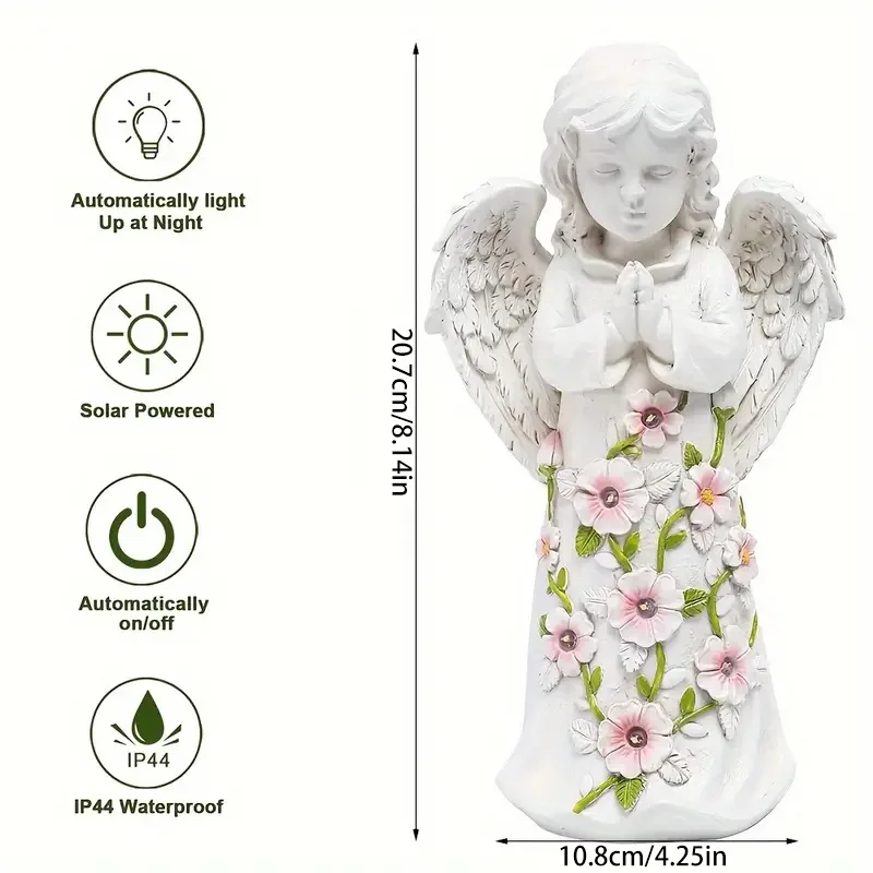 تمثال ملاك خارجي لحديقة الطاقة الشمسية ، تمثال ملاك للفناء ، شرفة ، فناء ، حديقة ، ديكور الربيع ، هدايا فريدة من نوعها لتدفئة المنزل