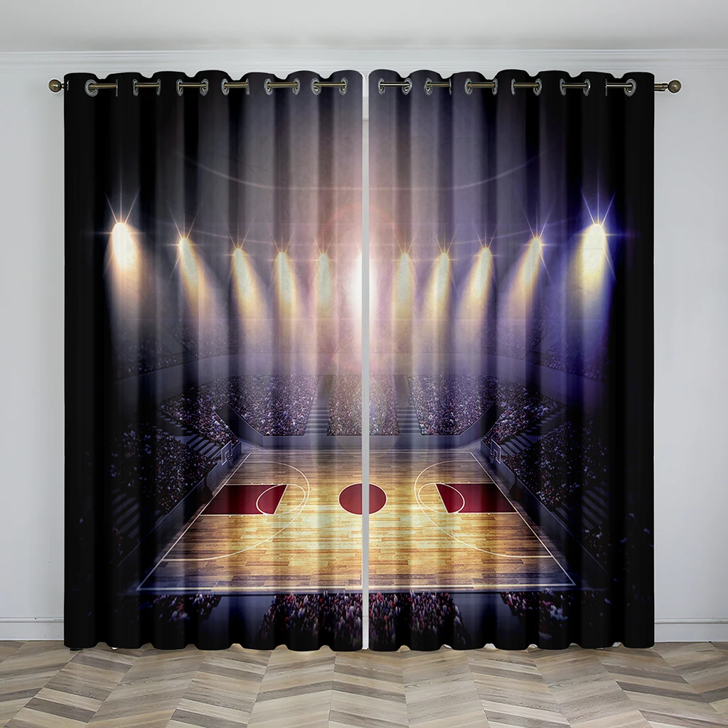 

Basketball Court Polyester Curtains, Sport Theme, Ball Stadium Drapes, Bedroom Decor, Living Room Window Treatment