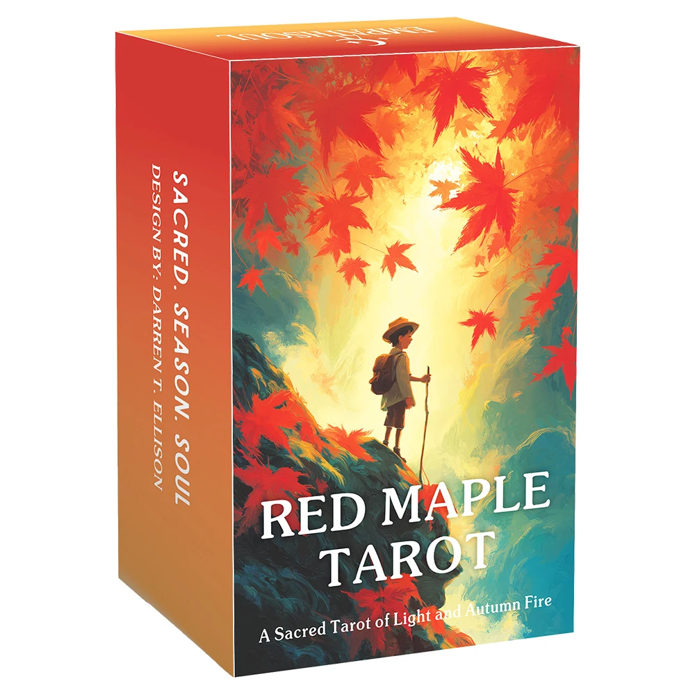 

78 Tarot Cards Deck, Red Maple Tarot, English Guidebook, Wisdom of Classic Tarot Cards, Fortune Telling Game, 12*7cm, 14+