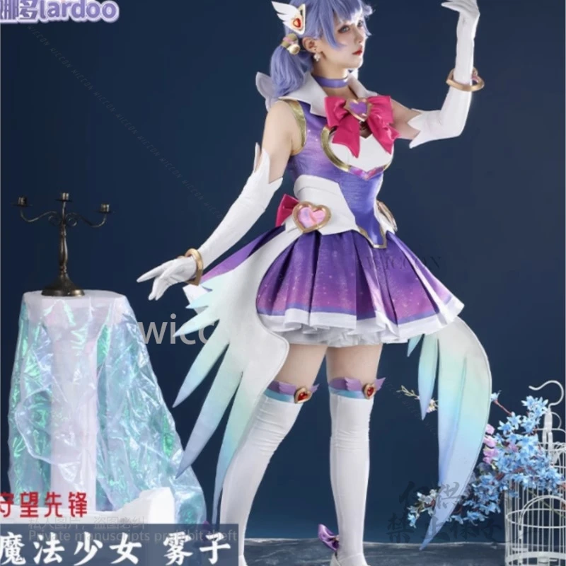 فستان كيريكو التأثيري للفتيات السحريات فستان أرجواني للنساء لحفلات الهالوين بدلة لعب الأدوار لعبة فوق ساعة اوو كوسبلاي