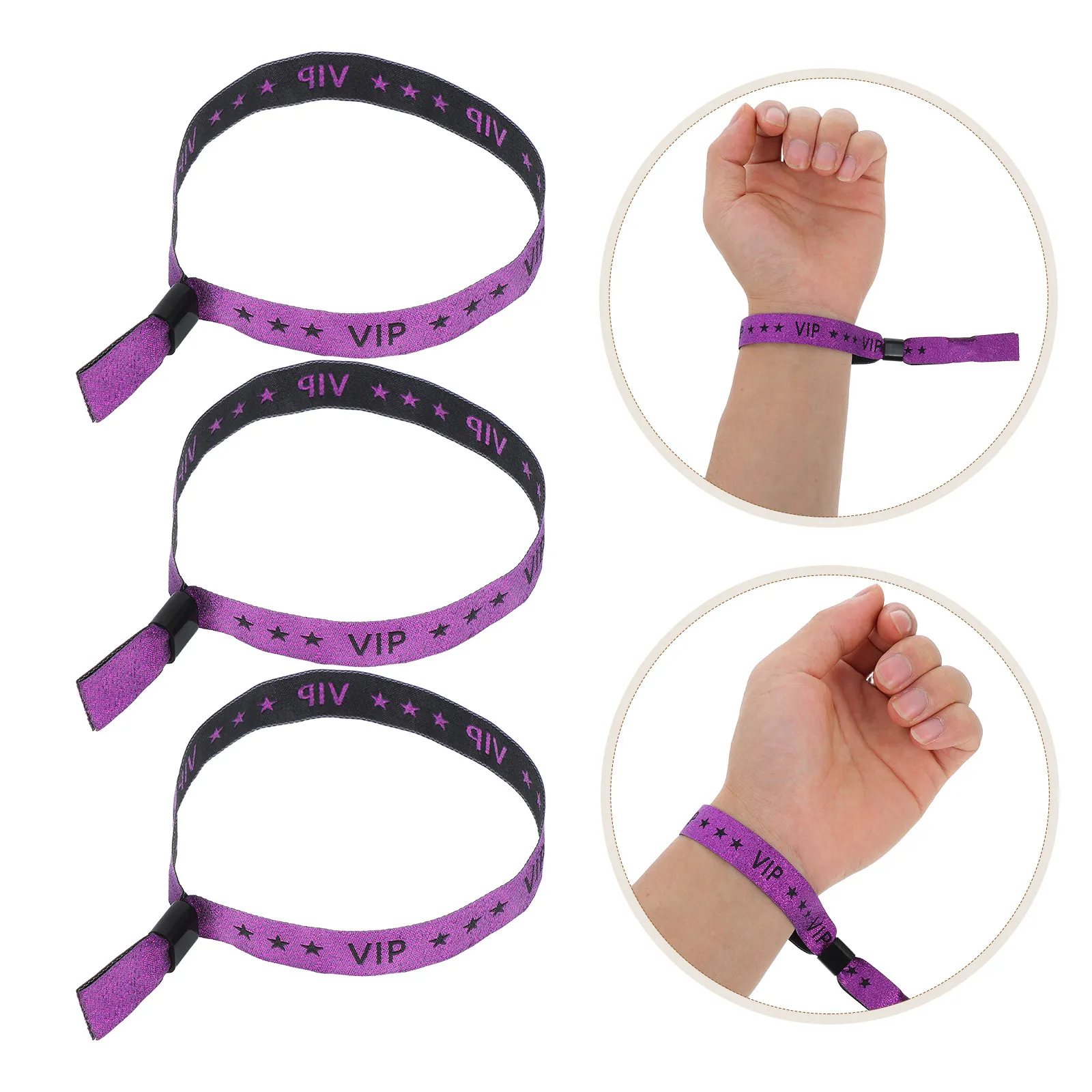 

20Pcs Purple Vip Fabric Wristbands Party Bands Identification Event Wristbands Weddings Concerts Festivals