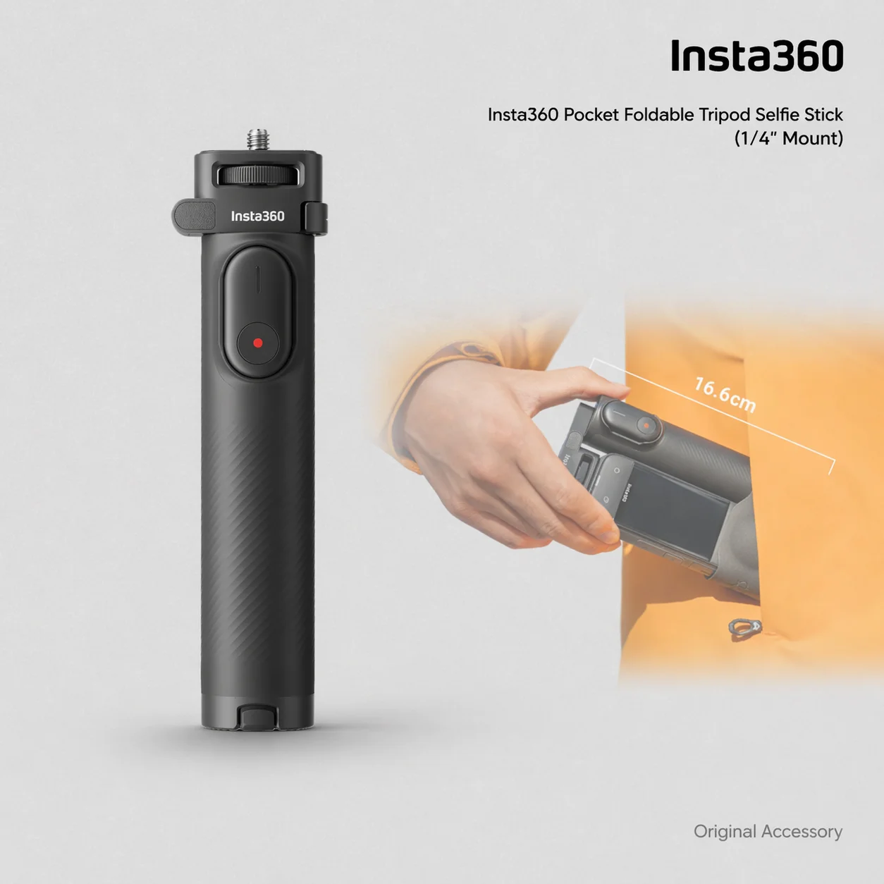 

Складной штатив-селфи-палка Insta360 Pocket 2-в-1: портативный штатив и селфи-палка с креплением 1/4 дюйма для X4 Air, X5, X4, X3