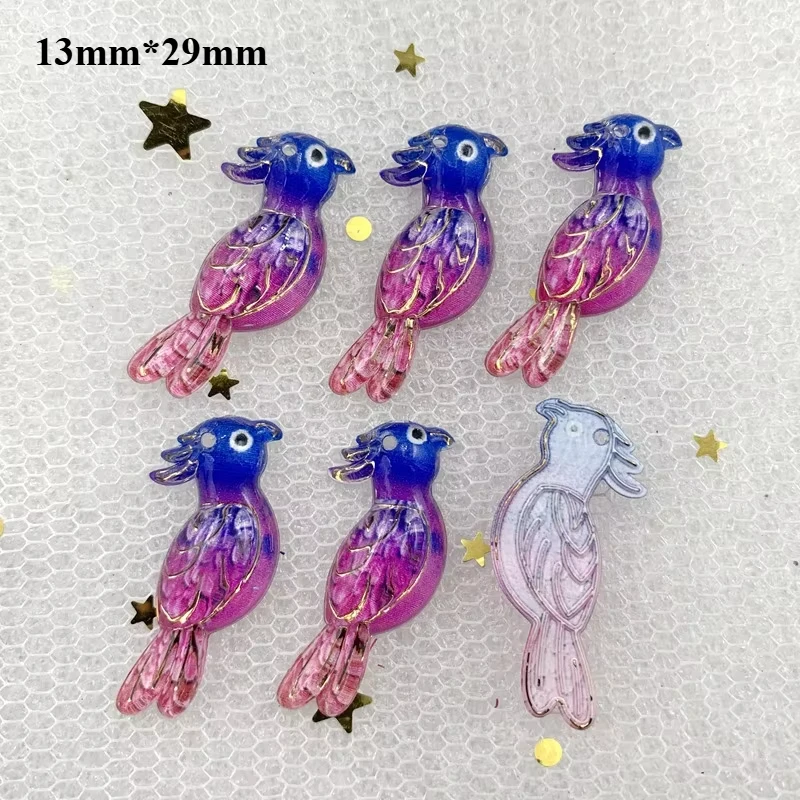 10PCS 13mm*29mm Acrylic Single Hole Parrot Flat Back Crystal Jewelry DIY Craft Embellishments Decorative Accessories