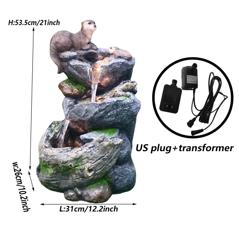 المناظر الطبيعية فناء قائم بذاته 3-طبقات المتتالية روك شلال نافورة قضاعة تمثال نافورة الماء في الهواء الطلق مع أضواء الولايات المتحدة الأمريكية