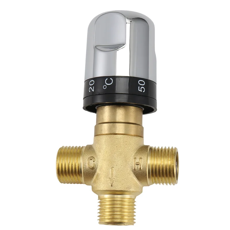 A23E-Thermostatic Mixing Valve Solid Brass G1/2 For Shower System Water Temperature Control Pipe Basin Thermostat Control