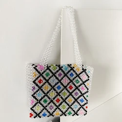 Oversized Women Handbags Handmade Beaded Buckets Casual Summer Fashion Flower Design Wedding Party Gifts Fashion Ladies Tote